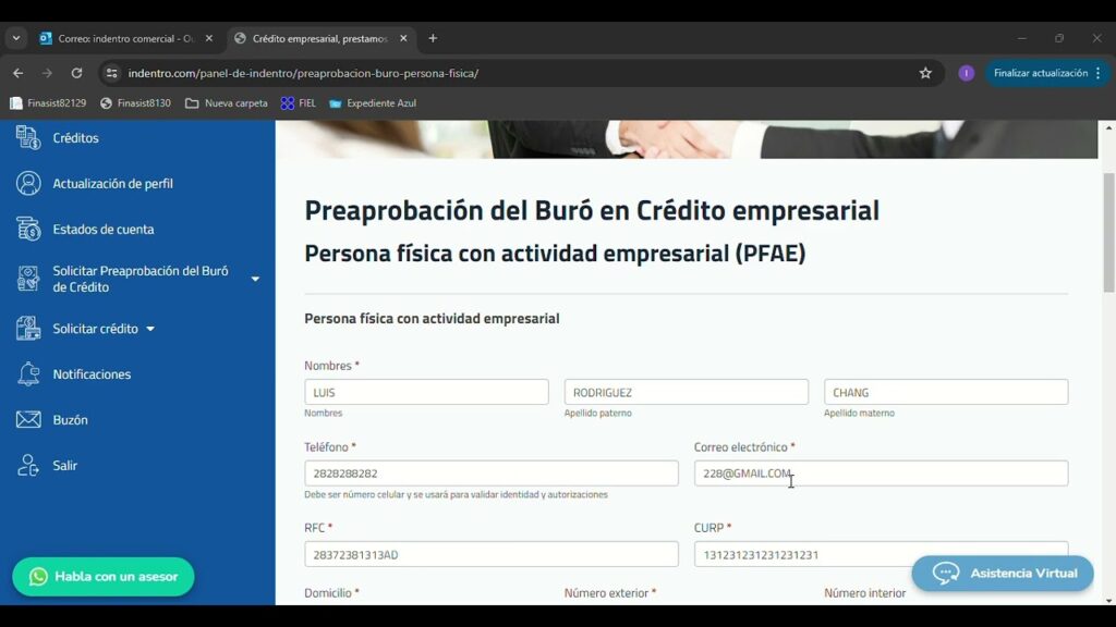 buro de credito persona fisica con actividad empresarial